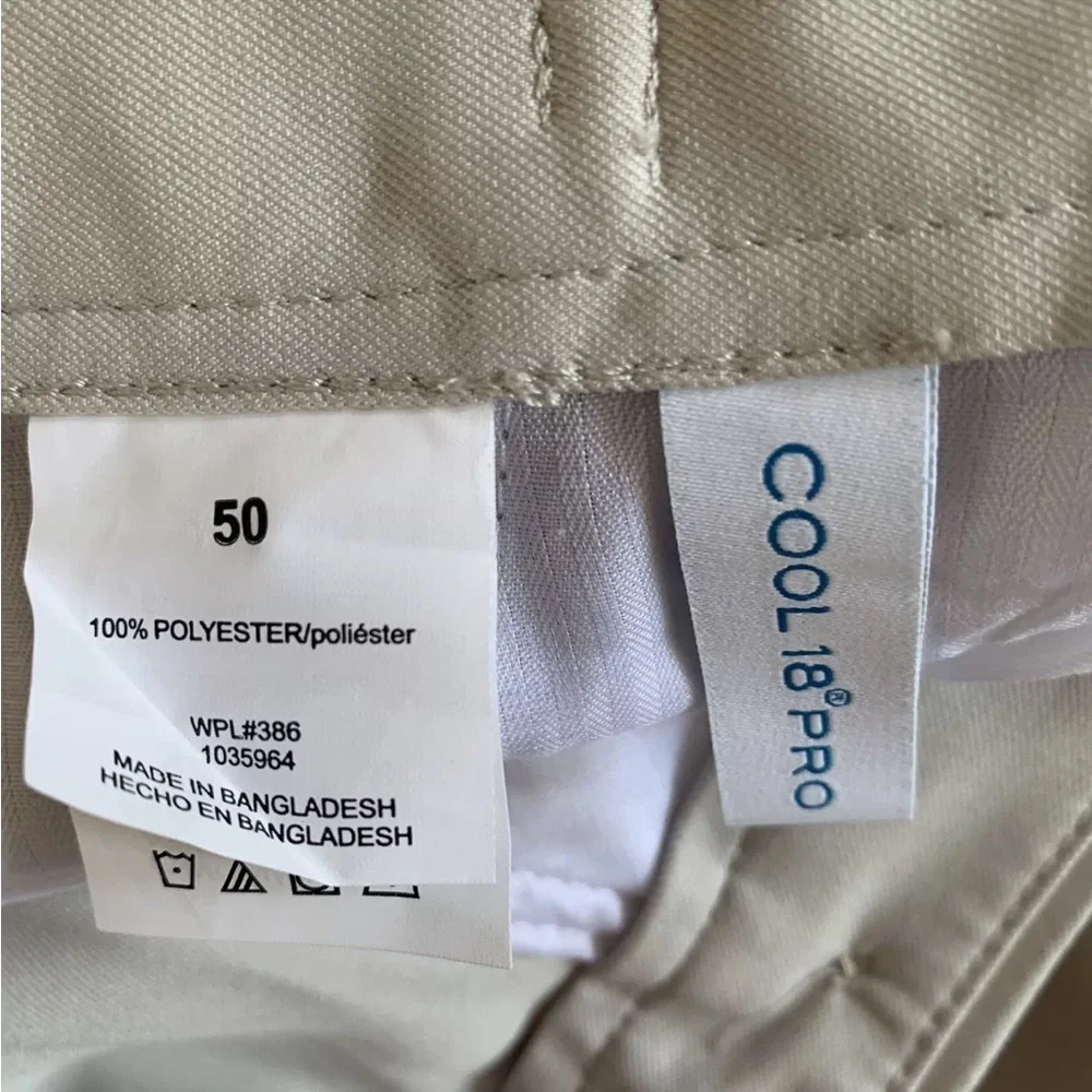 NWOT Haggar Shorts Cool 18 Pro Khaki Size 50 Flat Front Expandable Waist Tan